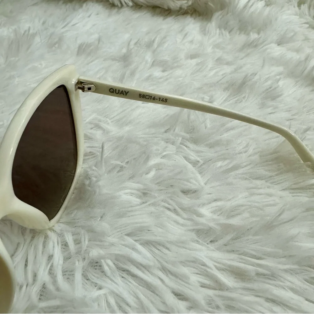 Quay Australia White Frame Black Lens Oversized Sunglasses